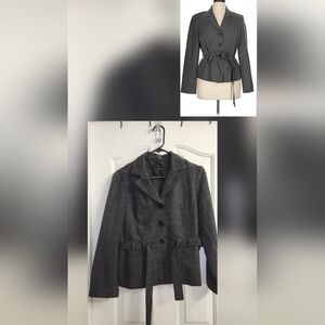 Calvin Klein Gray Blazer Structured Wool Blend